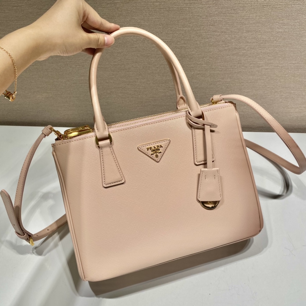 Prada Medium Galleria Saffiano Leather Bag Tote Shoulder Bag Powder Pink 1BA863